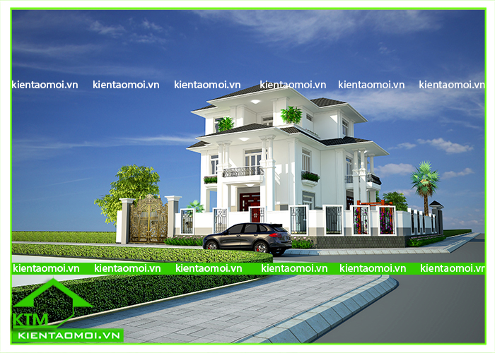 Thiết kế biệt thự 2 tầng sang trọng, đẳng cấp, mang phong cách cổ điển hiện đại