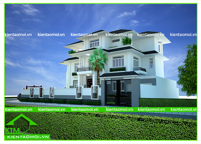 Thiết kế biệt thự 2 tầng sang trọng, đẳng cấp, mang phong cách cổ điển hiện đại tại KTM Bảo Lộc